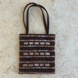 brown beaded bag